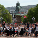 Then for the Children's Parade in Oslo. 116 schools - approximately 60 000 children. Photo: Sven Gj. Gjeruldsen, the Royal Court